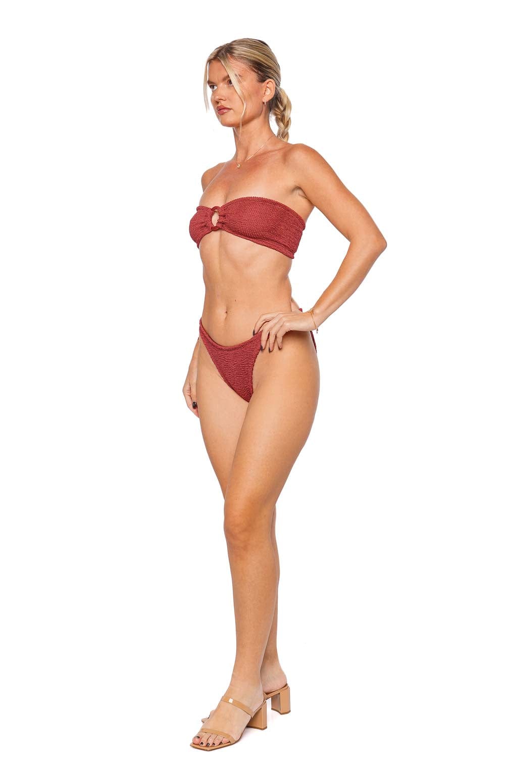 Hunza G Gloria Metallic Rosewood Bandeau Bikini Set