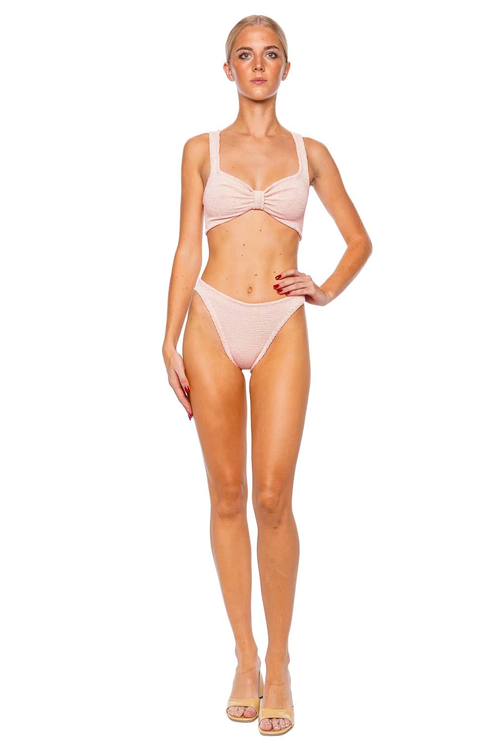 Hunza G Bonnie Peach Knotted Bikini Set