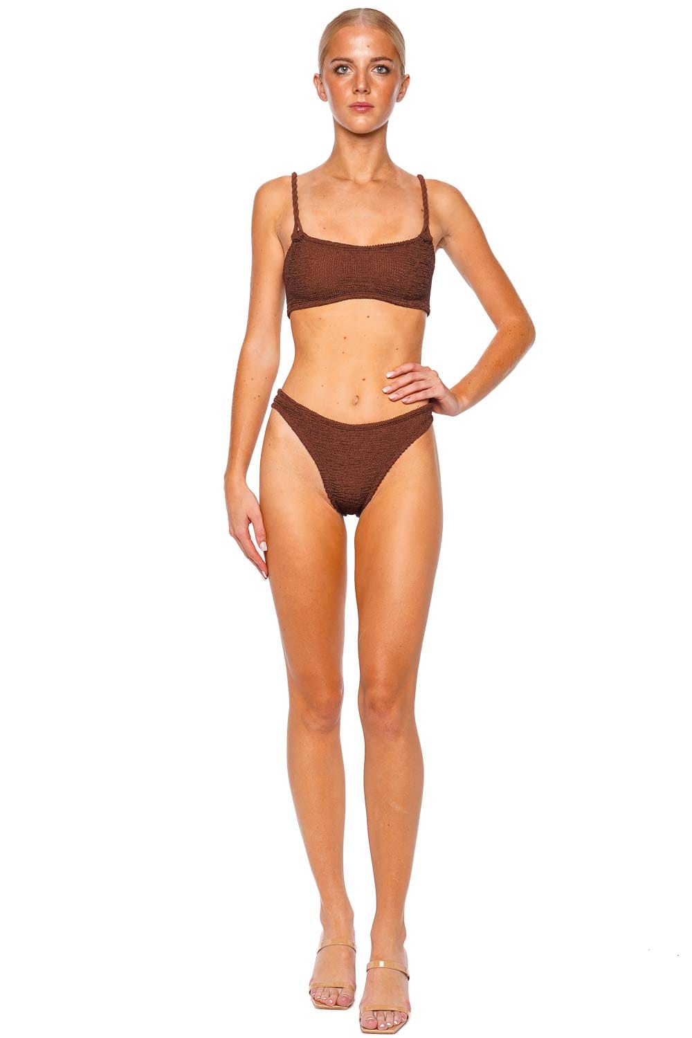 Hunza G Phoebe Metallic Chocolate Bikini Set