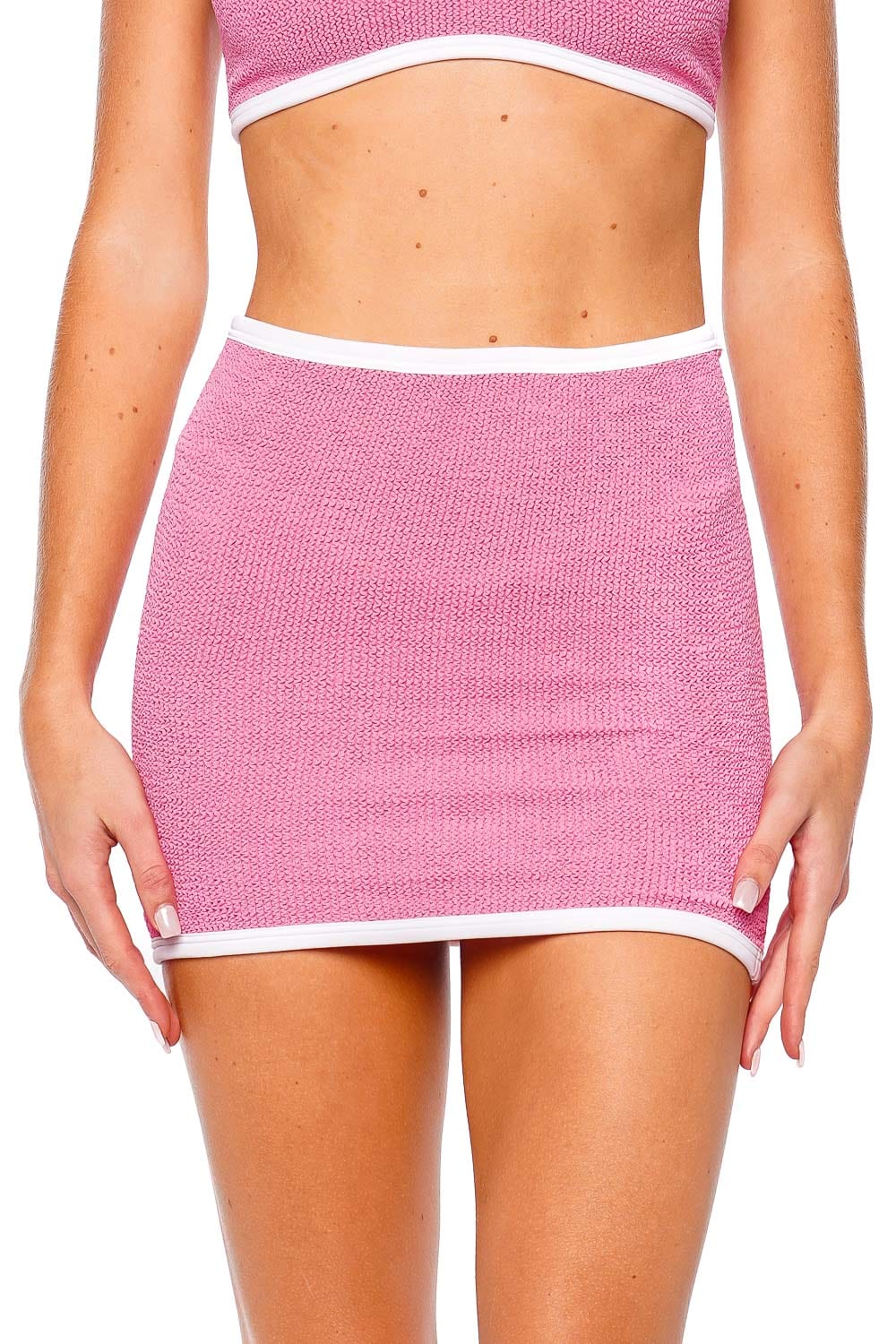 Hunza G Candy Pink Contrast Mini Skirt Cover Up