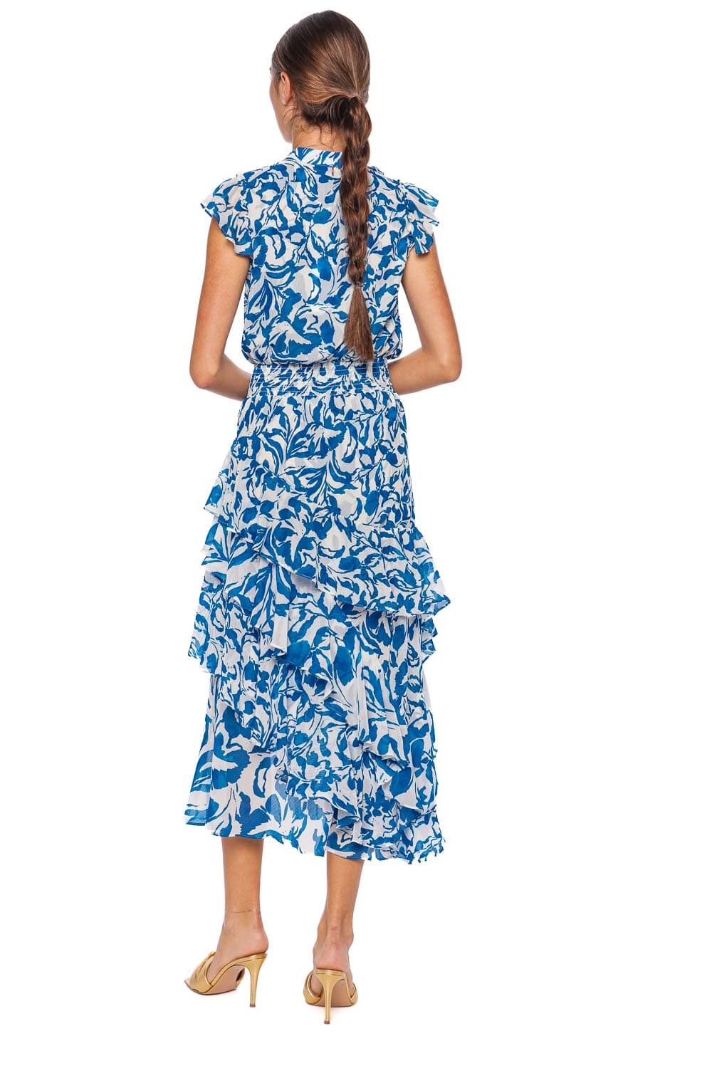 MISA LOS ANGELES Ilysa Floral Ruffled Midi Dress