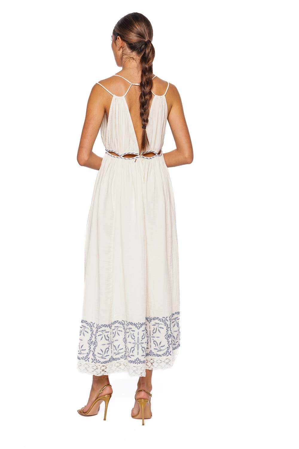 MISA LOS ANGELES Marita Embroidered Cotton Midi Dress