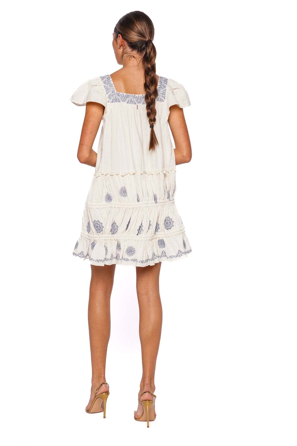 MISA LOS ANGELES Kiran Embroidered Cotton Ruffled Mini Dress