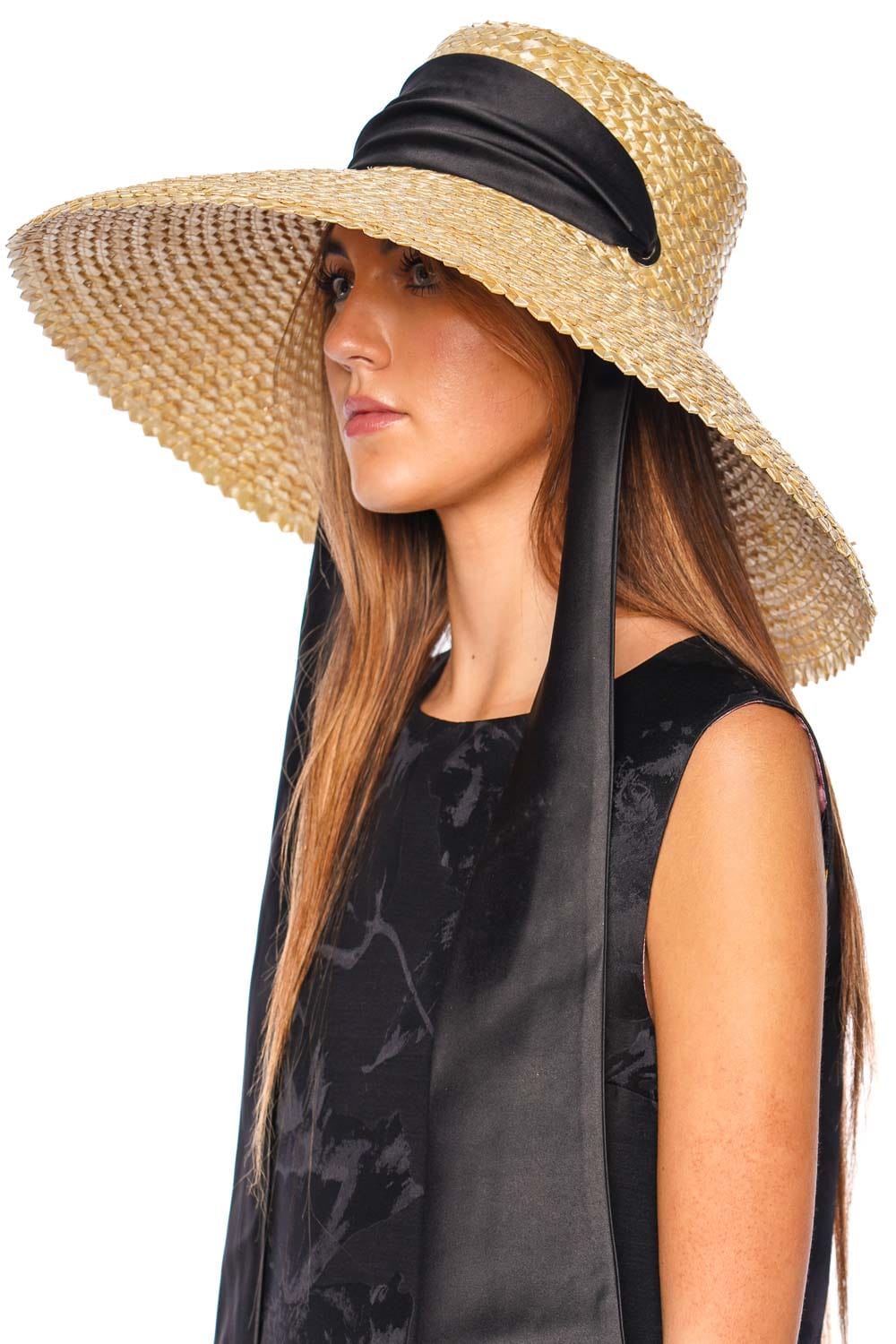 Eugenia Kim Mirabel Black Scarf Straw Sunhat