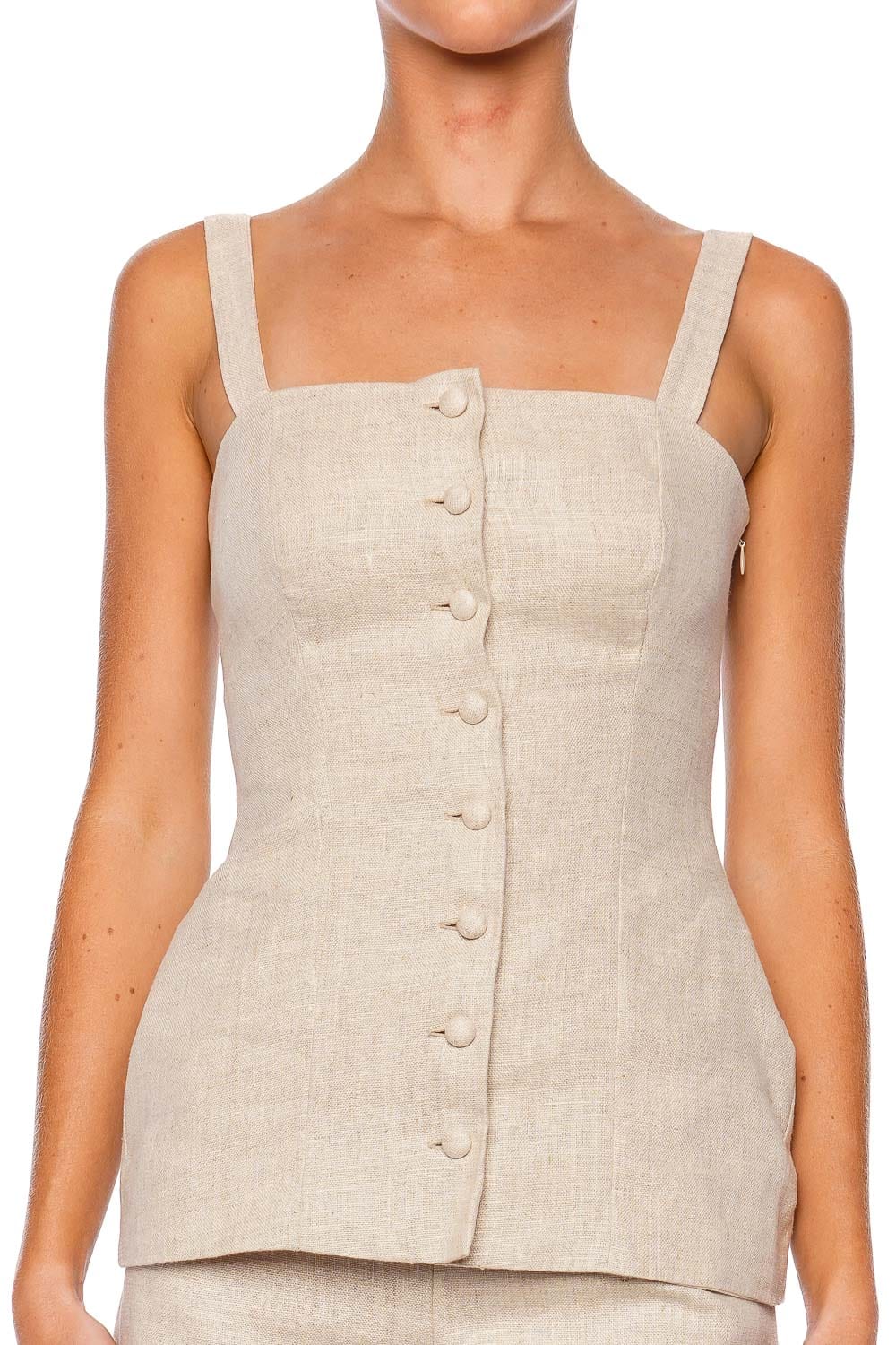 Faithfull The Brand Corbiere Oatmeal Linen Vest