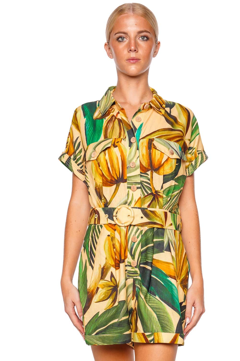 FARM Rio Bananart Tropical Belted Romper