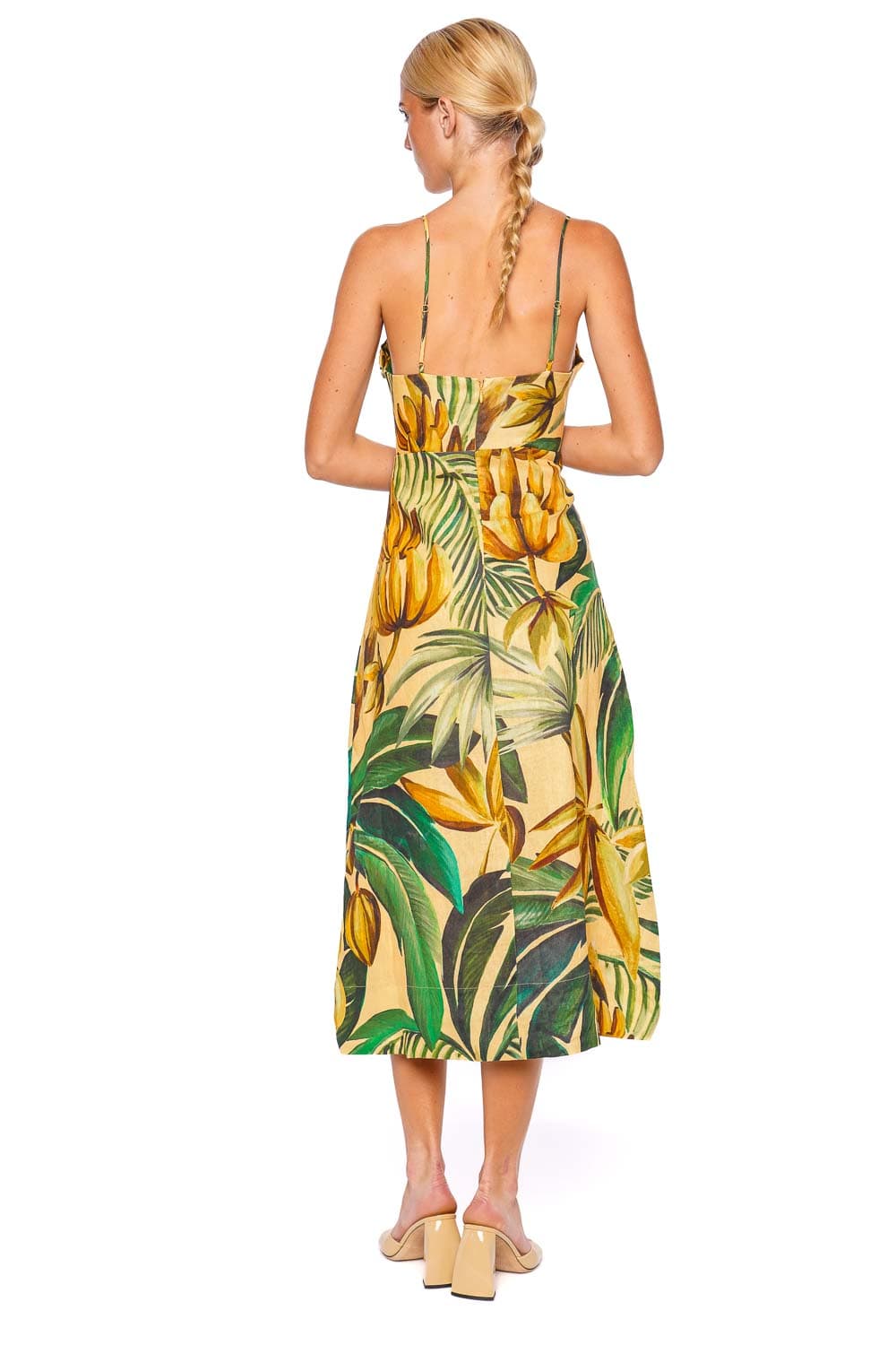 FARM Rio Bananart Flowered Bust Midi Dress