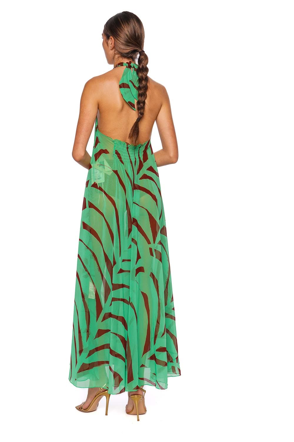 Johanna Ortiz Tactile Winds Palm Halter Maxi Dress