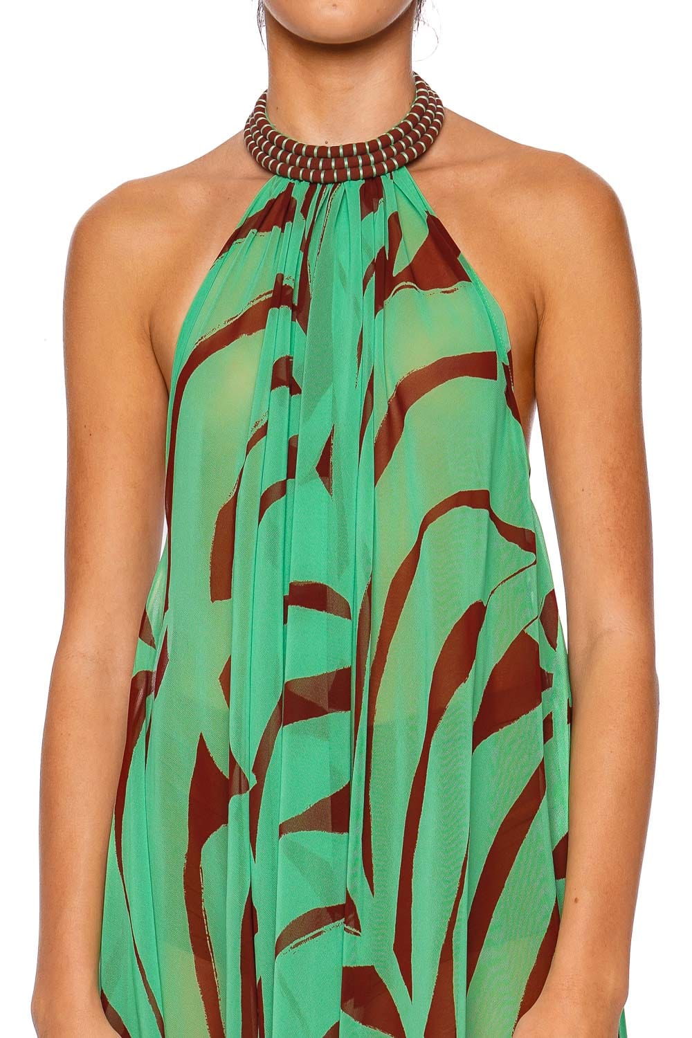 Johanna Ortiz Tactile Winds Palm Halter Maxi Dress