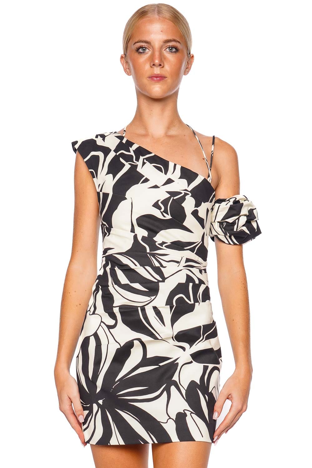 Shona Joy Azize Asymmetrical Draped Mini Dress