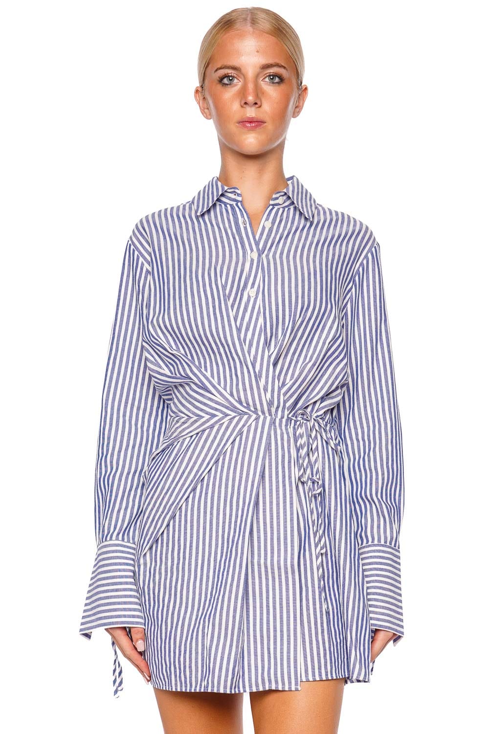 Shona Joy Yasmine Draped Shirt Mini Dress