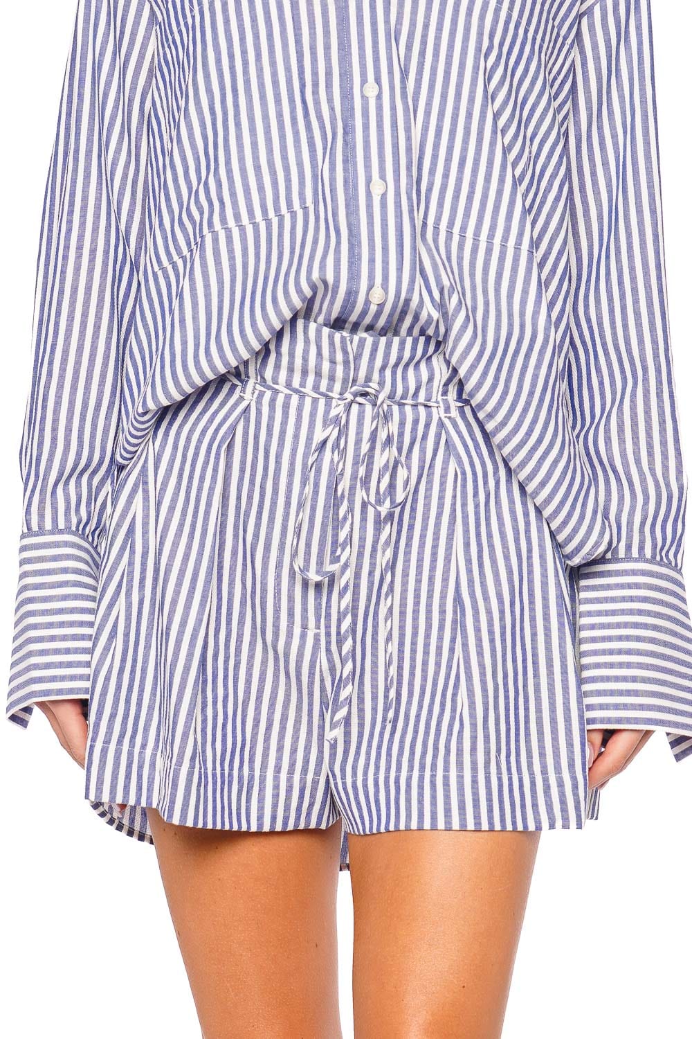 Shona Joy Yasmine Striped Chambray Belted Short