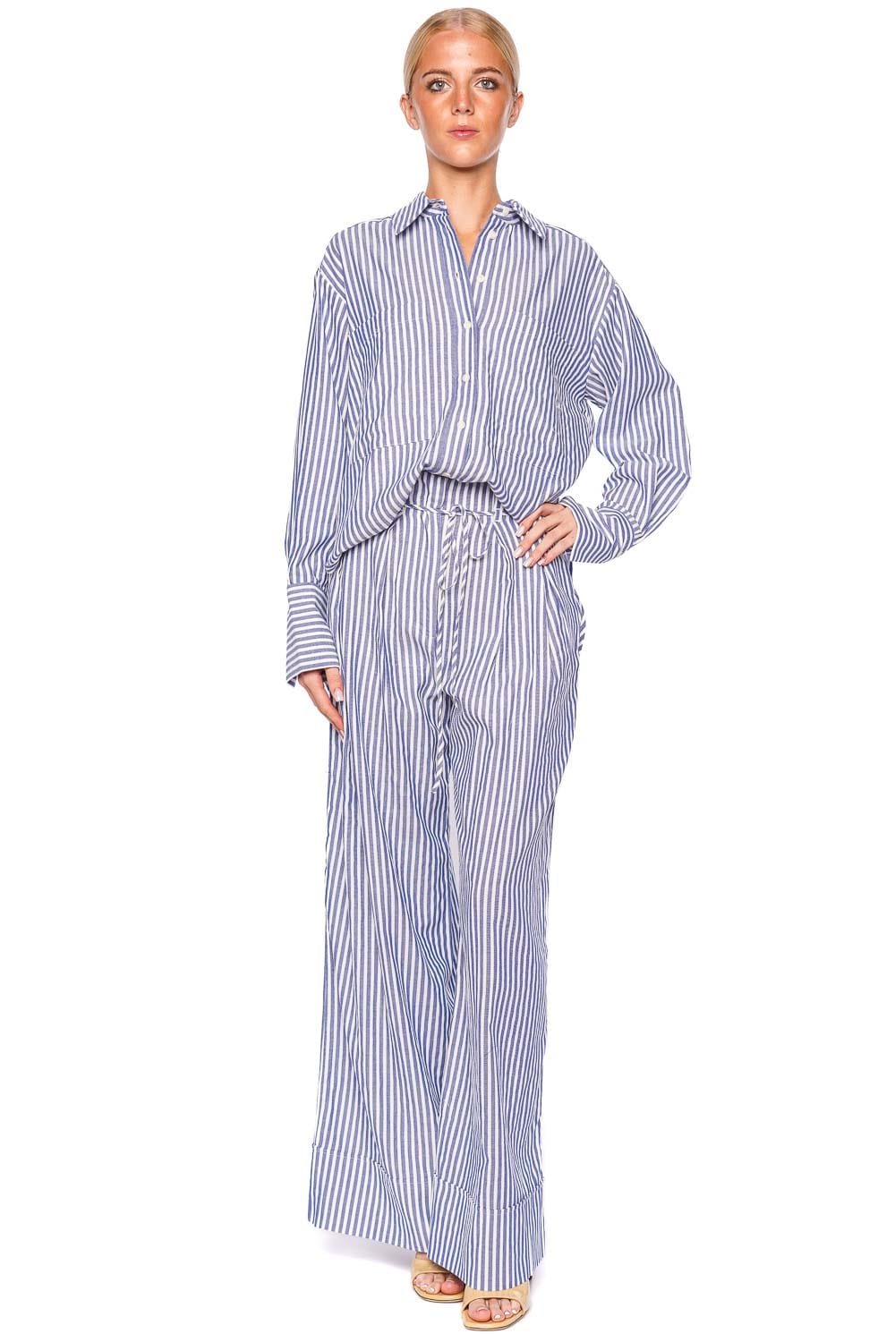 Shona Joy Yasmine Striped Chambray Belted Pant