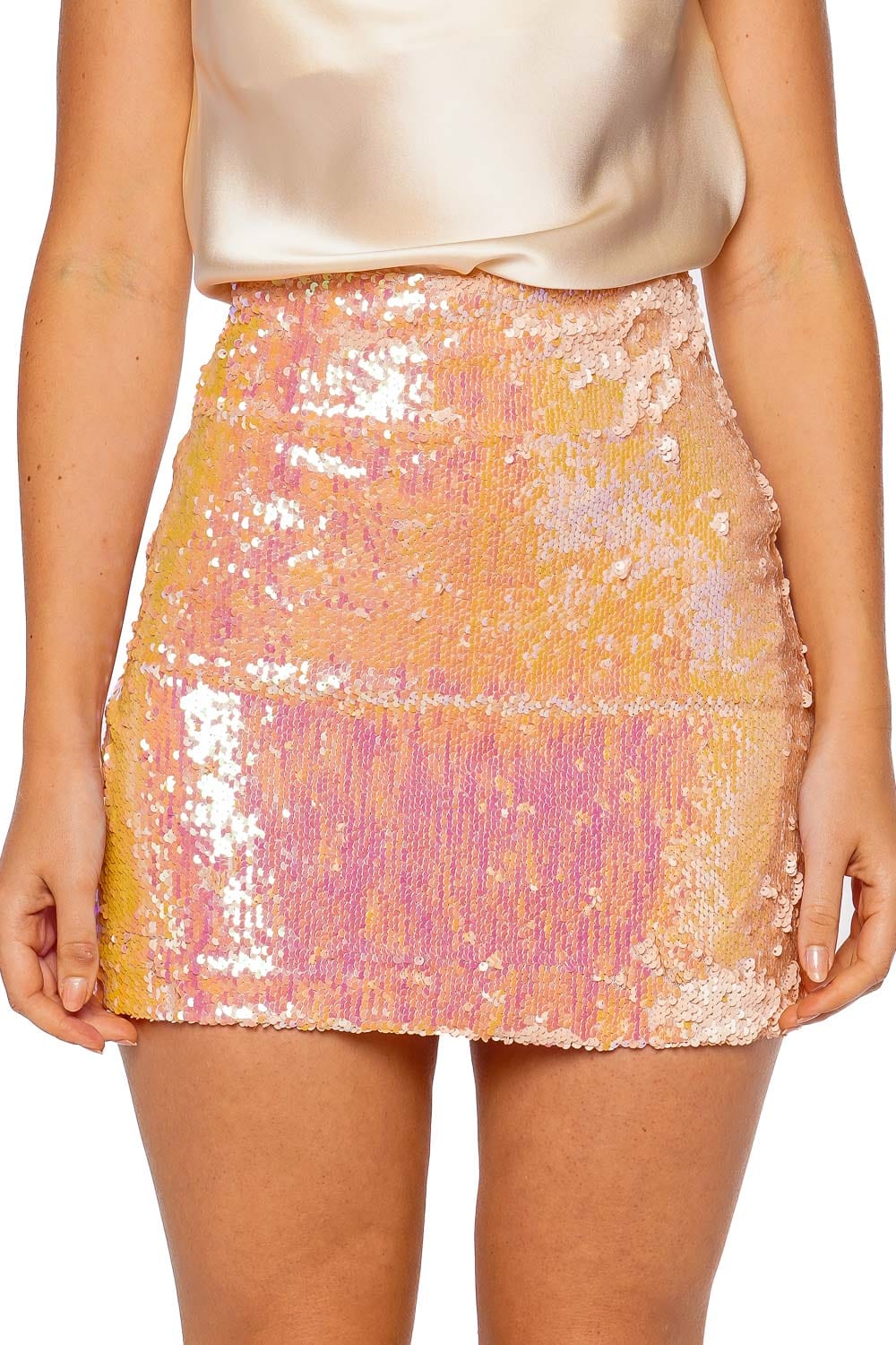 Francesca Miranda Carter Peach Sequin Mini Skirt