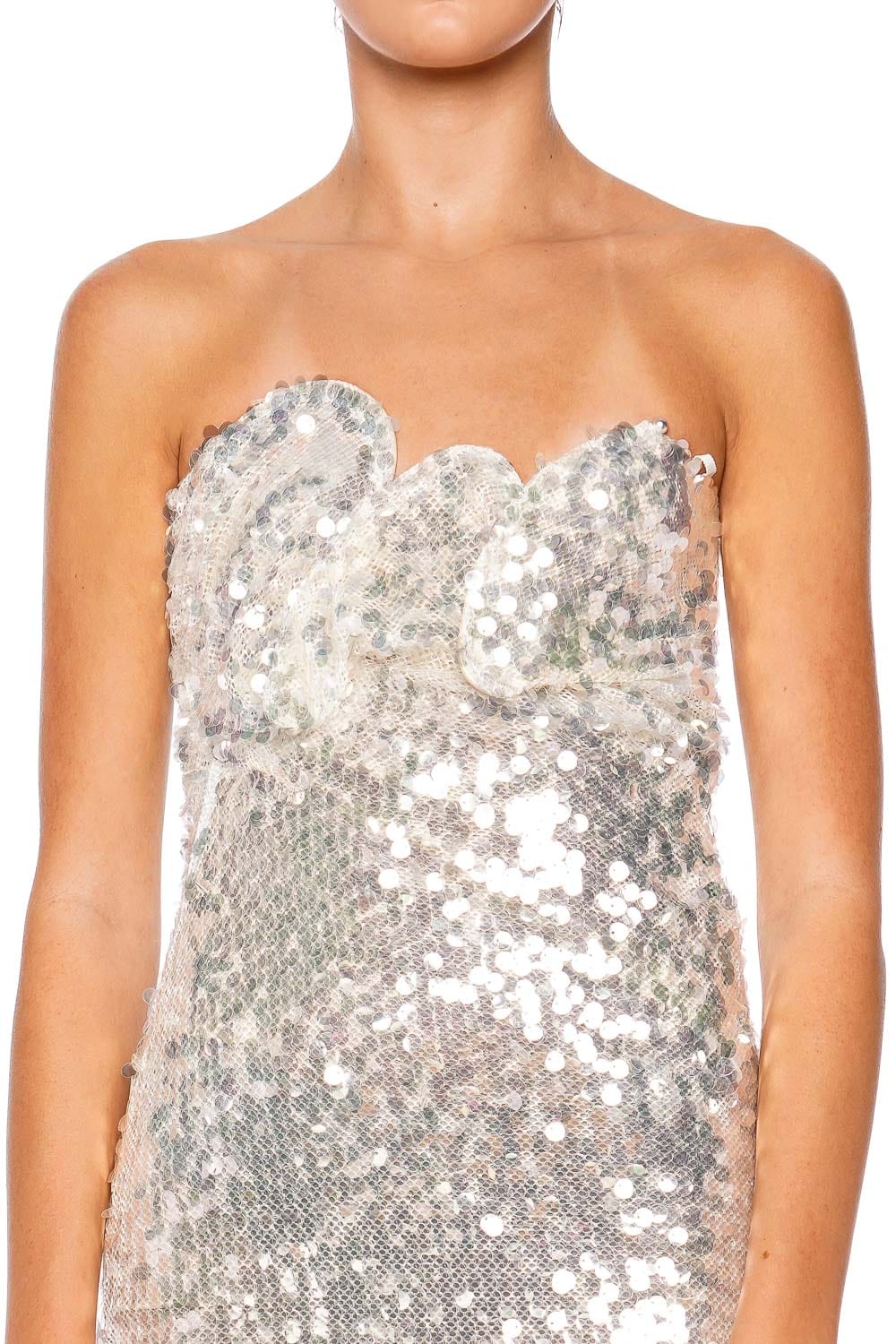 Christopher Esber Opaline Sculptural Strapless Sequin Gown