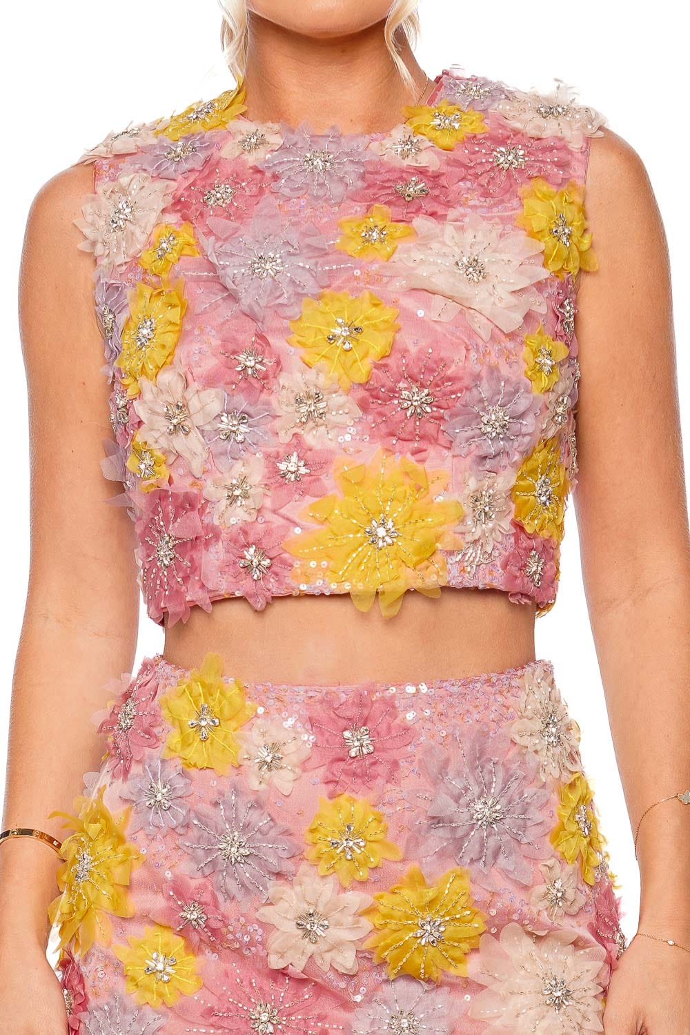 Aje. Blossom Beaded Flower Shell Top