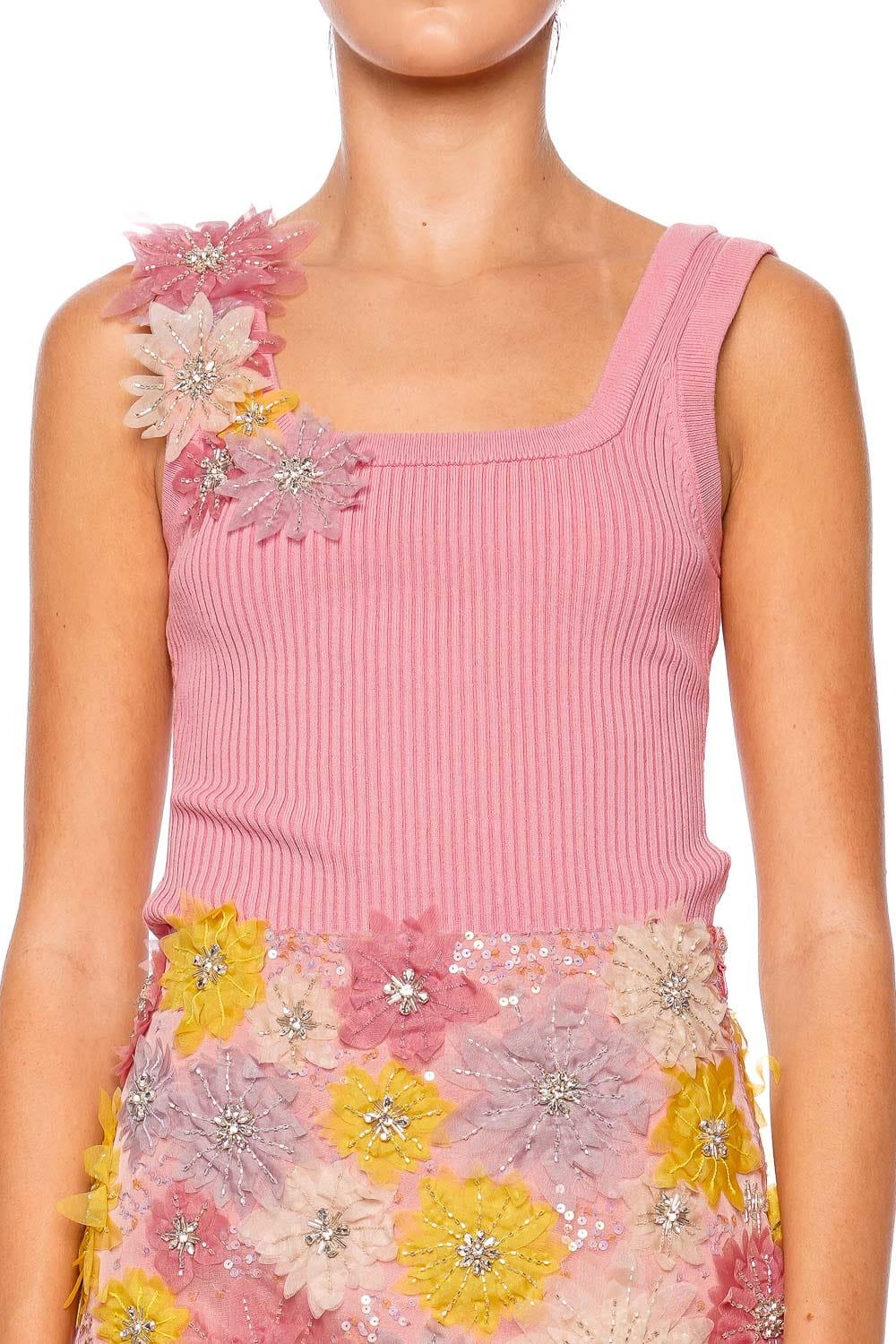 Aje. Bronte Flower Embellished Knit Tank