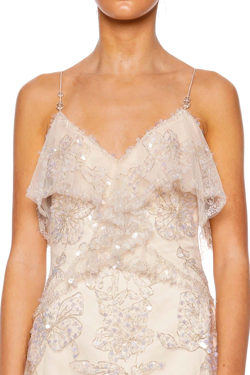 Aje. Iridescence Sequin Tulle Ruffled mini Dress