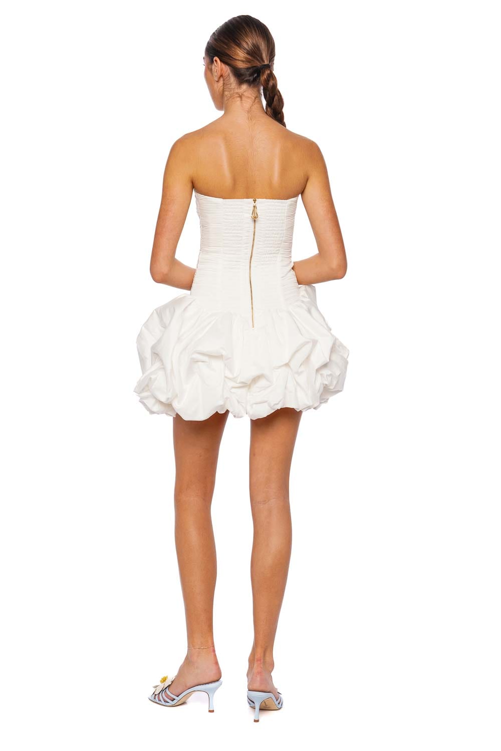 Aje. Violette Ivory Bubble Hem Mini Dress