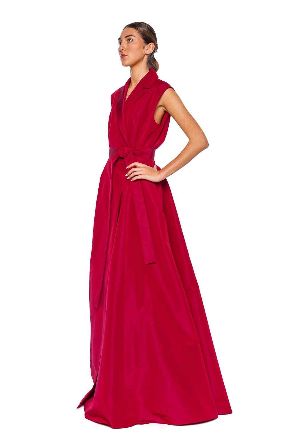 Sleeveless Belted Trench Gown