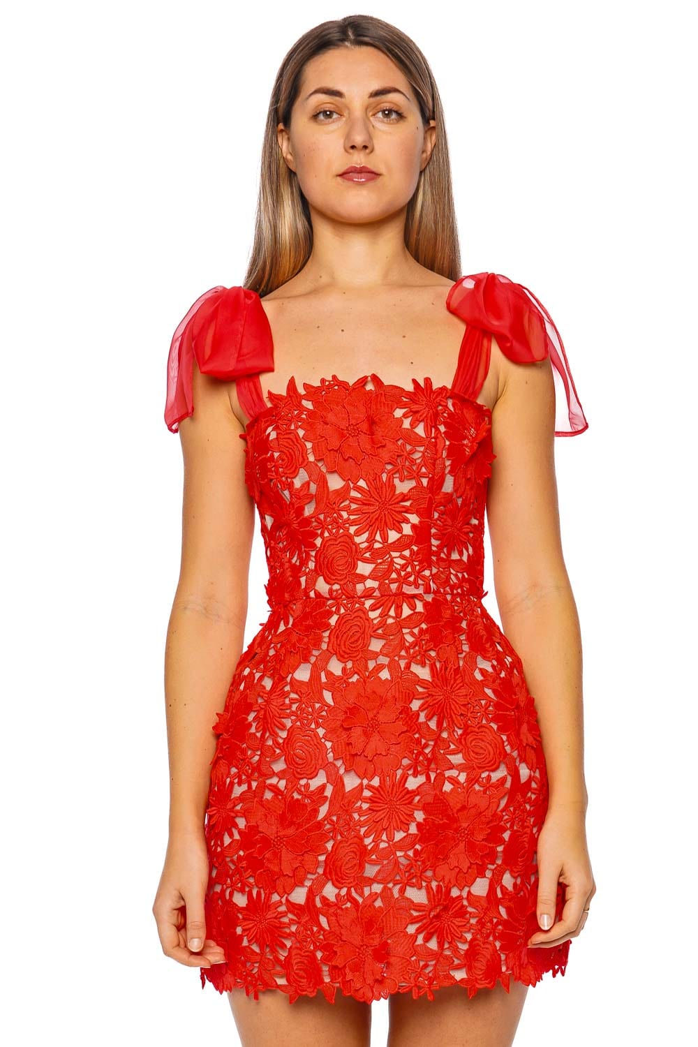 Bronx and Banco Maia Red Tie Shoulder Mini Dress