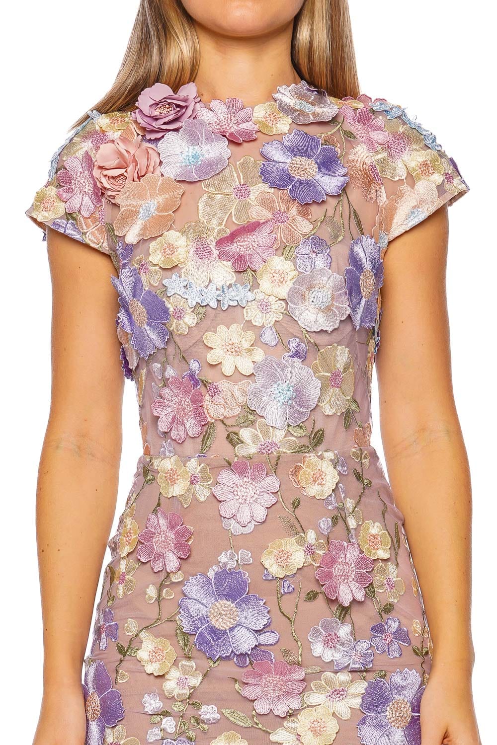 Bronx and Banco Jasmine Capsleeve Pastel Floral Midi Dress