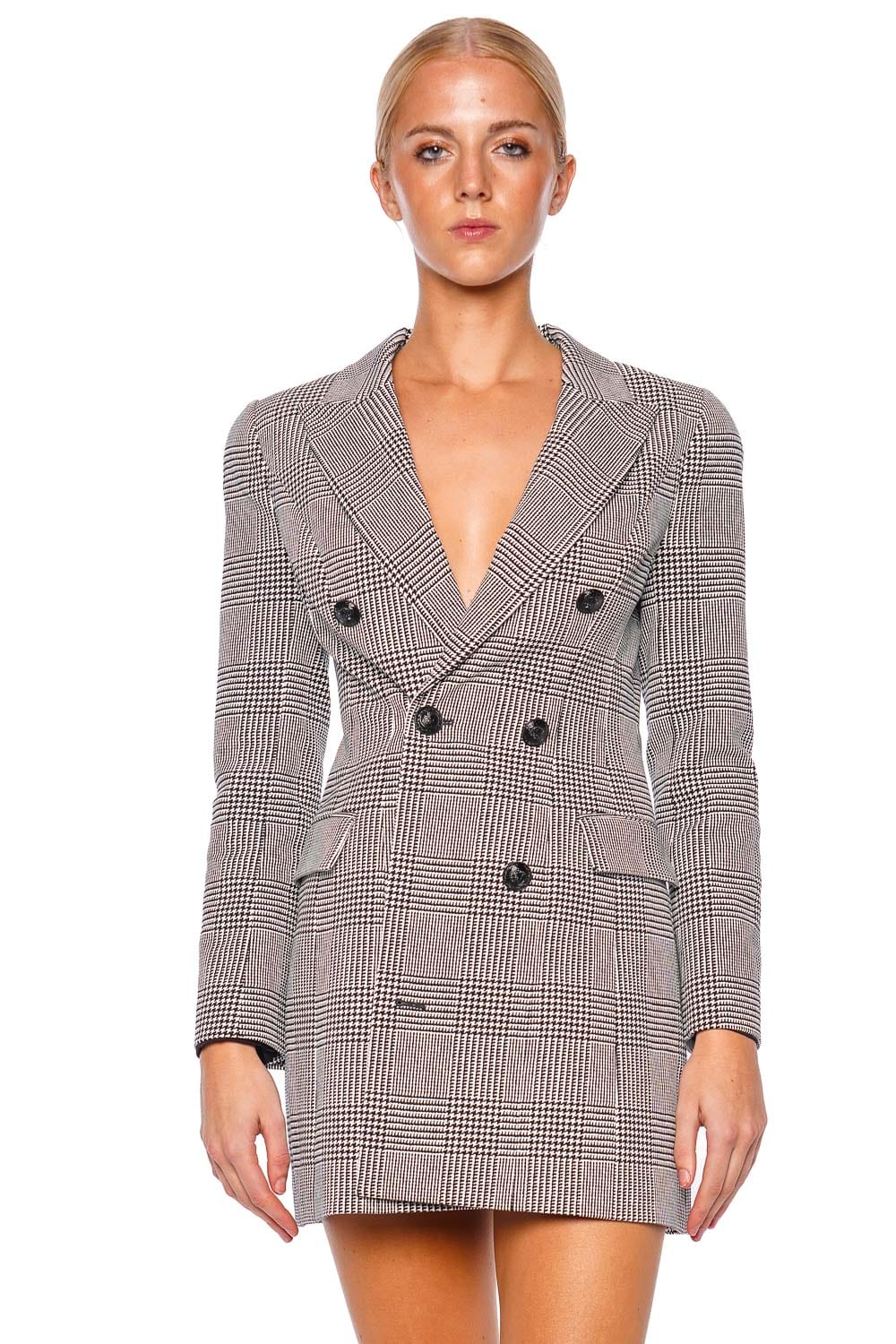 L'AGENCE Tora Houndstooth Blazer Mini Dress