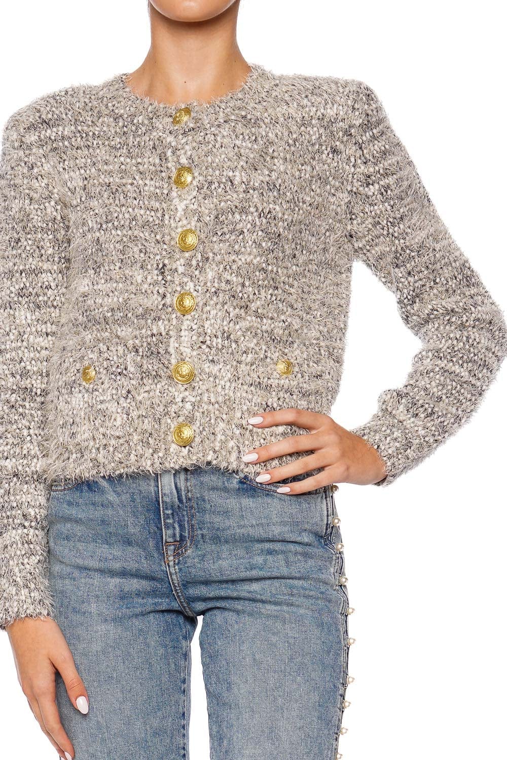 L'AGENCE Una Metallic Knit Cardigan