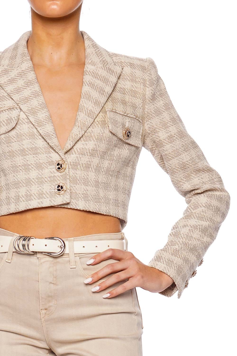 Mardi Mercredi TWEED CROPPED JACKET LACE Maura Cropped Tweed Jacket