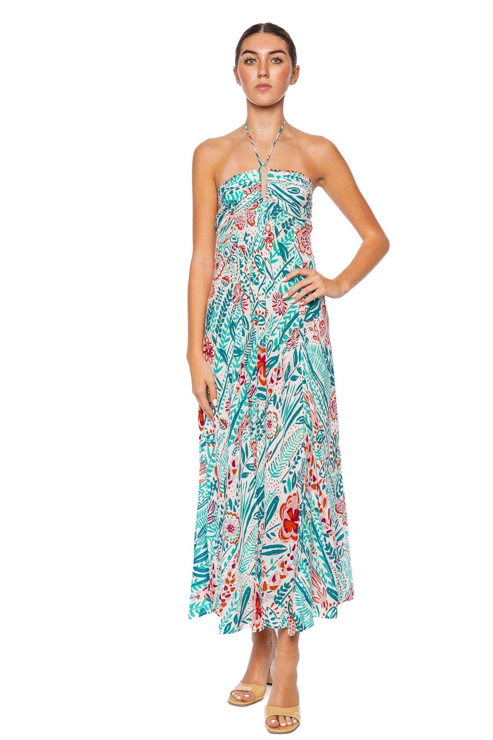 Poupette St Barth Carla Mint Plum Halter Maxi Dress