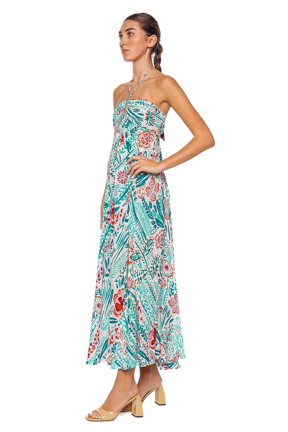 Poupette St Barth Carla Mint Plum Halter Maxi Dress