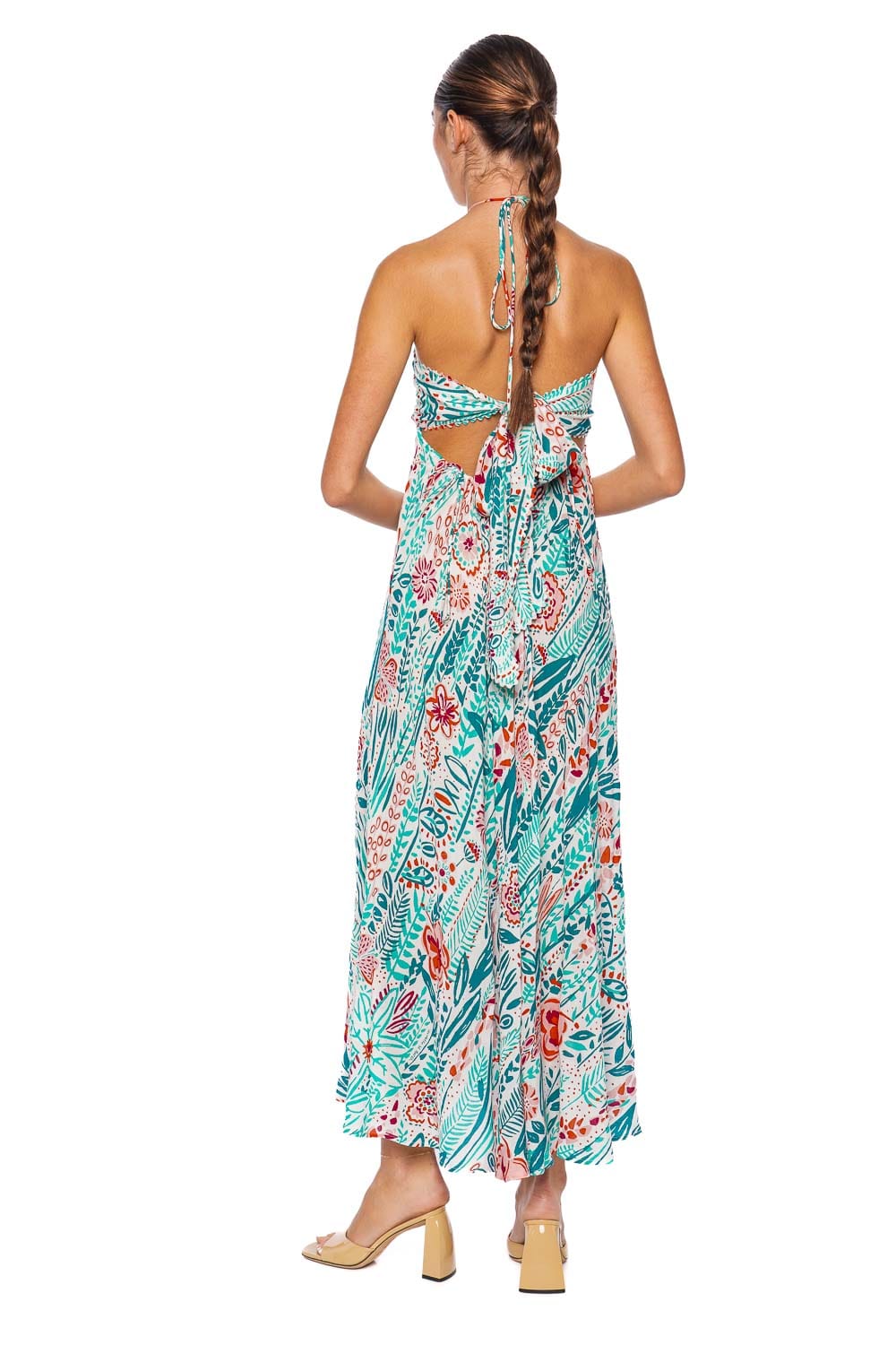 Poupette St Barth Carla Mint Plum Halter Maxi Dress