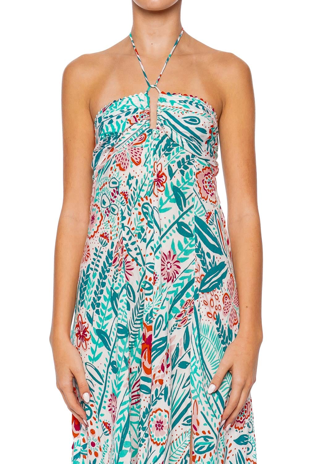 Poupette St Barth Carla Mint Plum Halter Maxi Dress