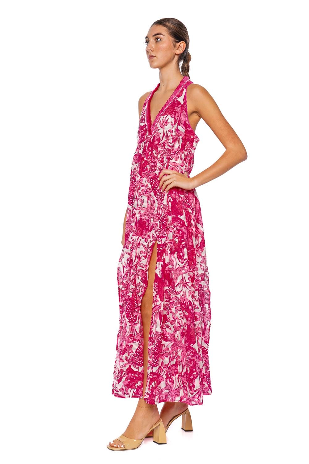 Poupette St Barth Nava Pink Jengel Fringe Maxi Dress