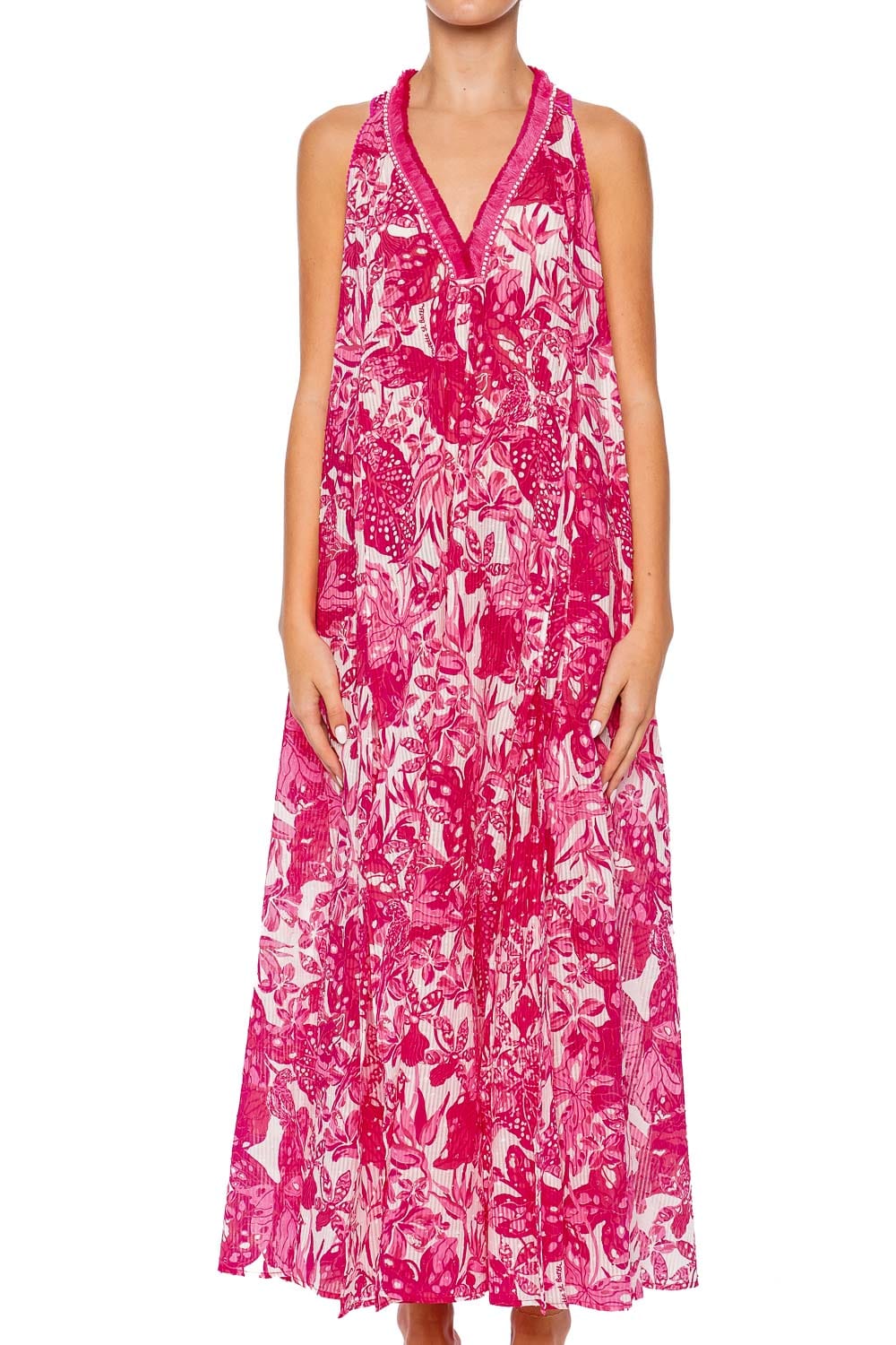 Poupette St Barth Nava Pink Jengel Fringe Maxi Dress