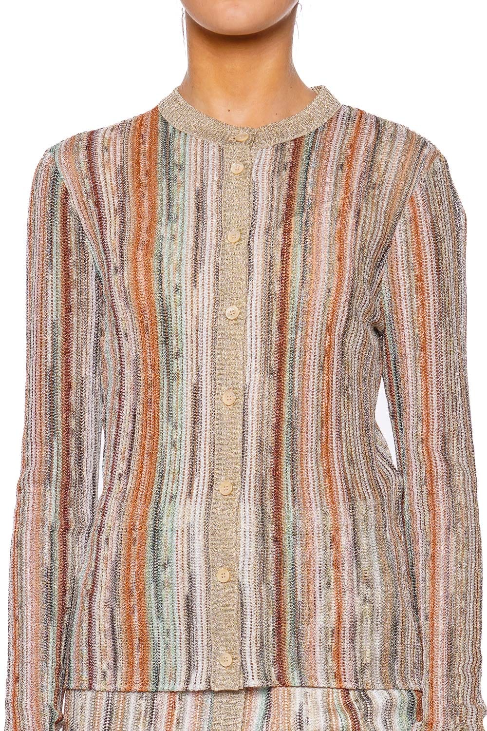 MISSONI BUTTONED CARDIGAN DS25SM0M MULTI ORANGE - SKY AND GREY TONES