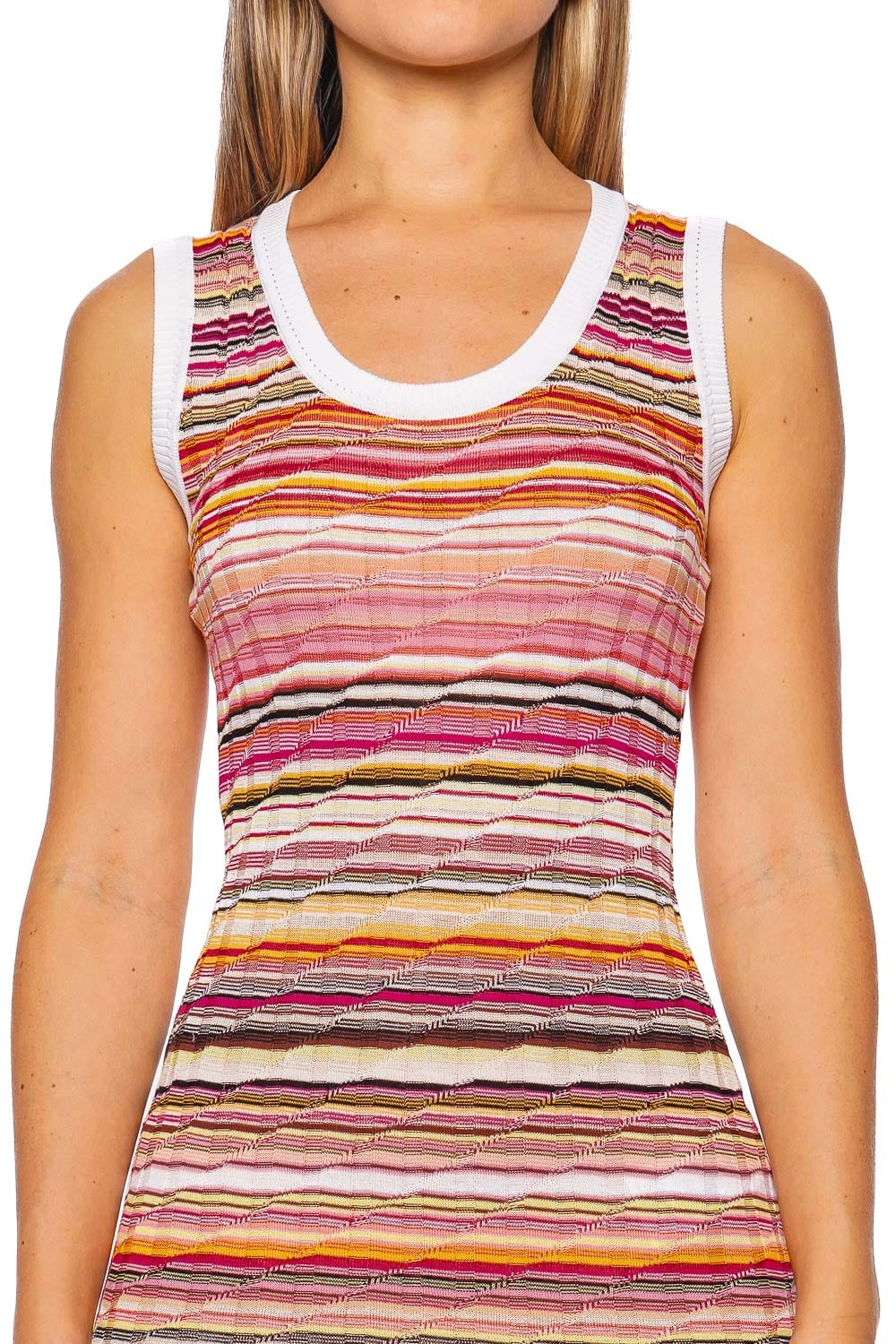 MISSONI Sleeveless Ribbed Knit Mini Dress