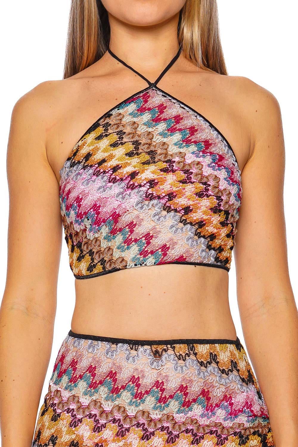 MISSONI Chevron Knit Halter Crop Top