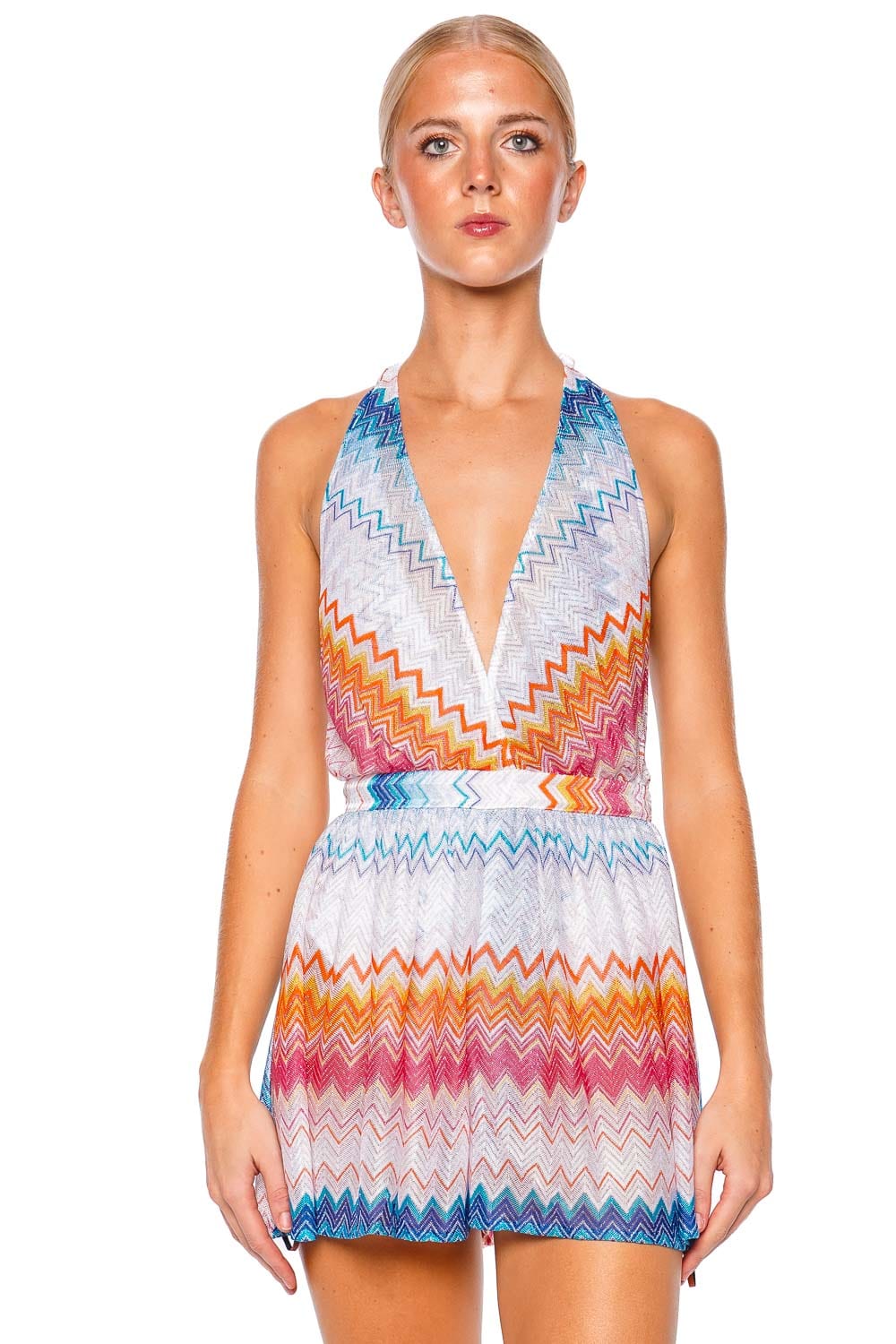 MISSONI Zig Zag Halter Knit Jumpsuit