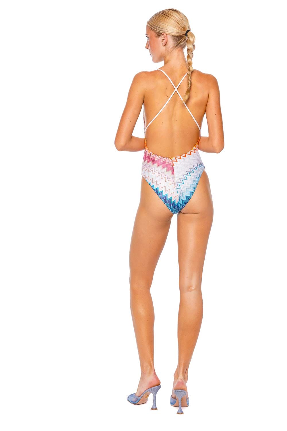 MISSONI V Neck Zig Zag One Piece Swimsuit