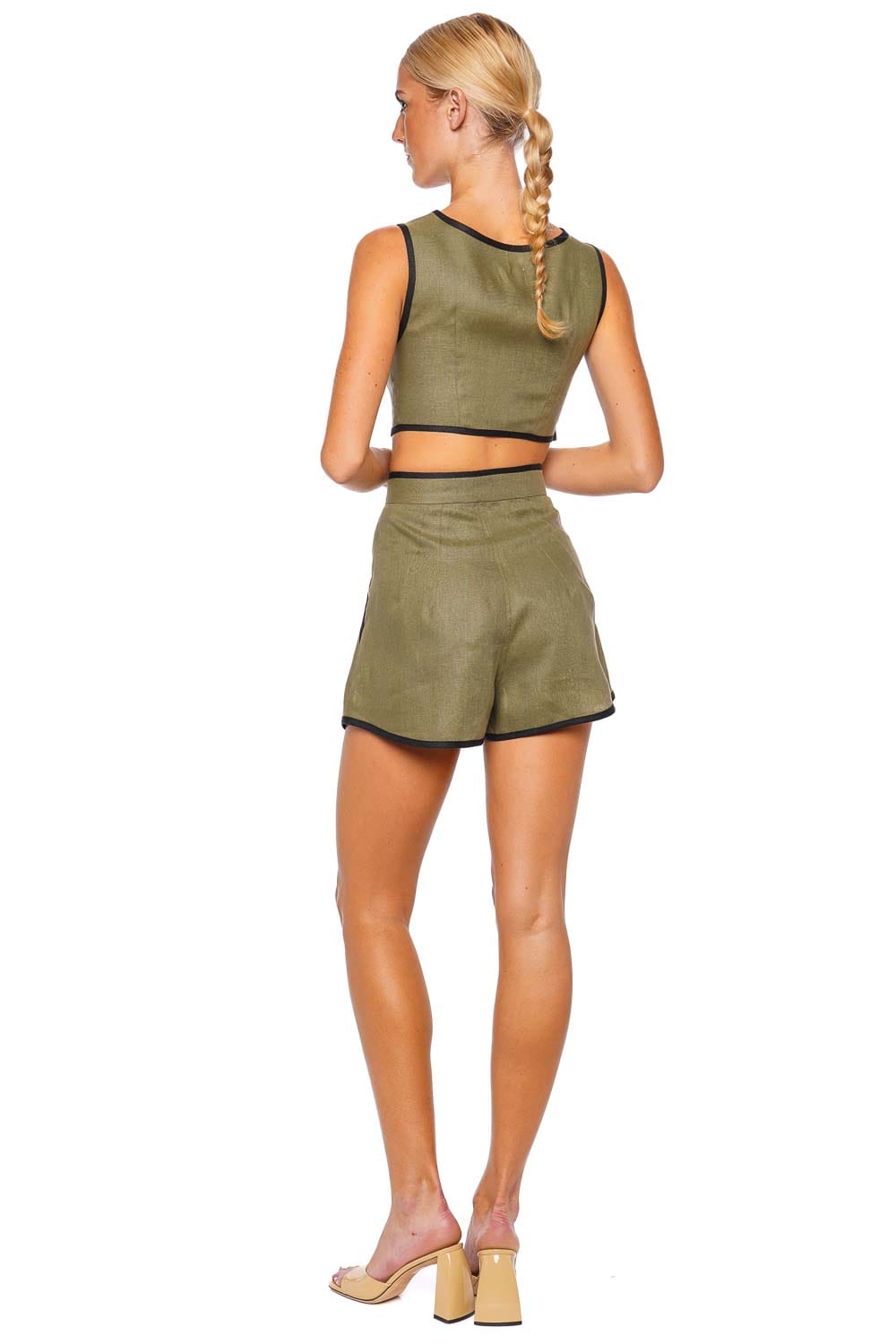 Matthew Bruch Bound Army Linen Pleated Short