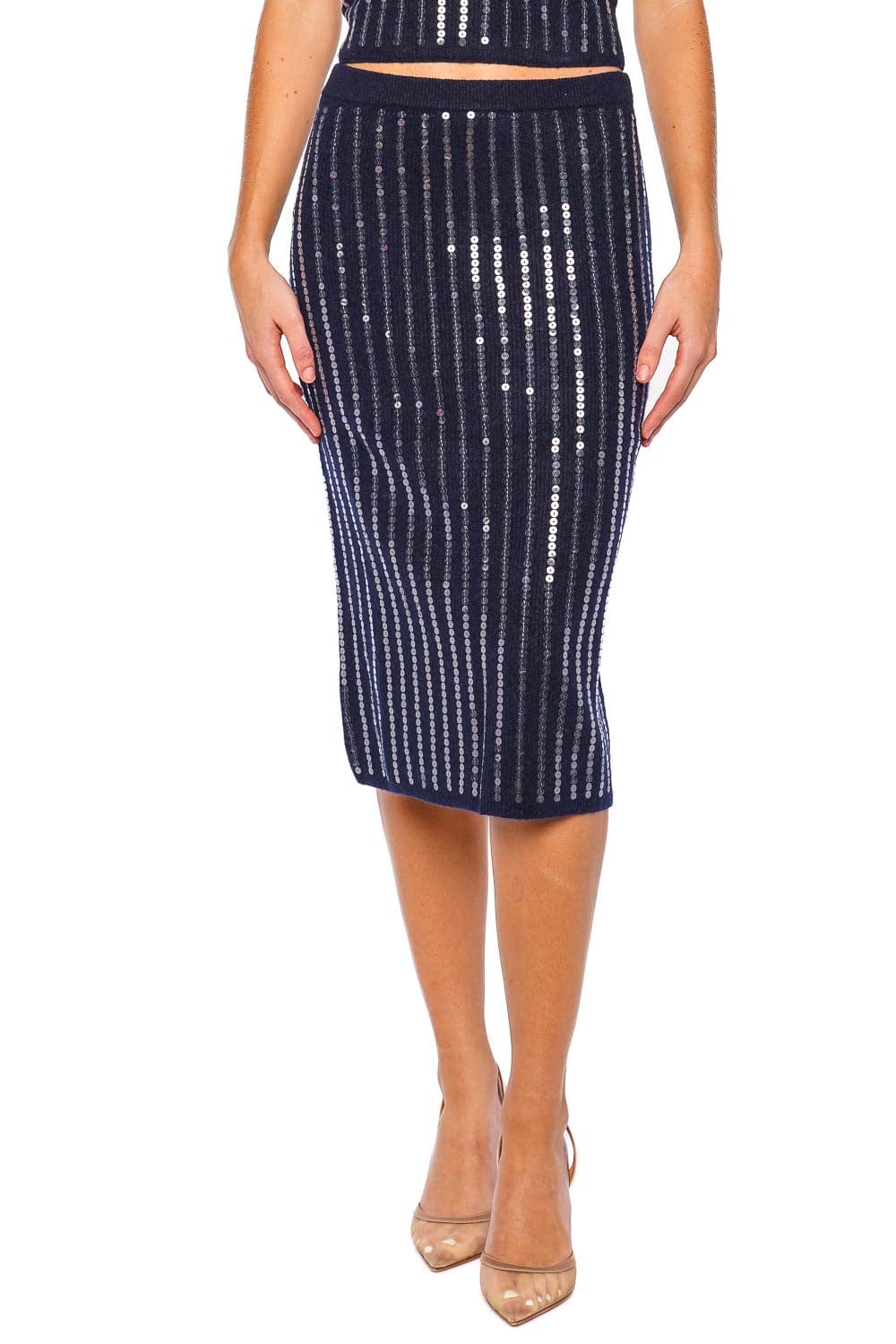 Navy knit midi skirt best sale