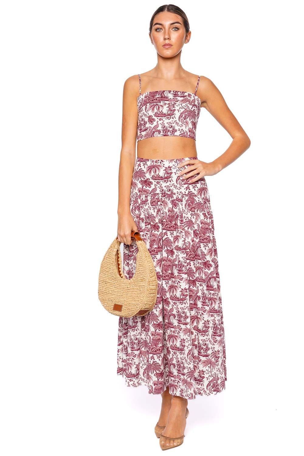 Staud Procida Bordeaux Toile Maxi Skirt