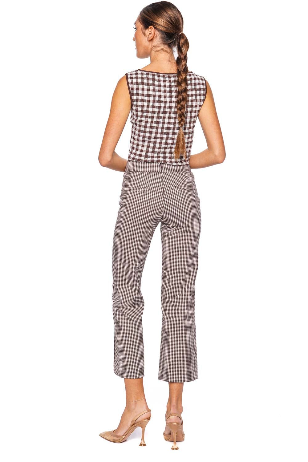 Staud Knack Chocolate Gingham Crop Pant