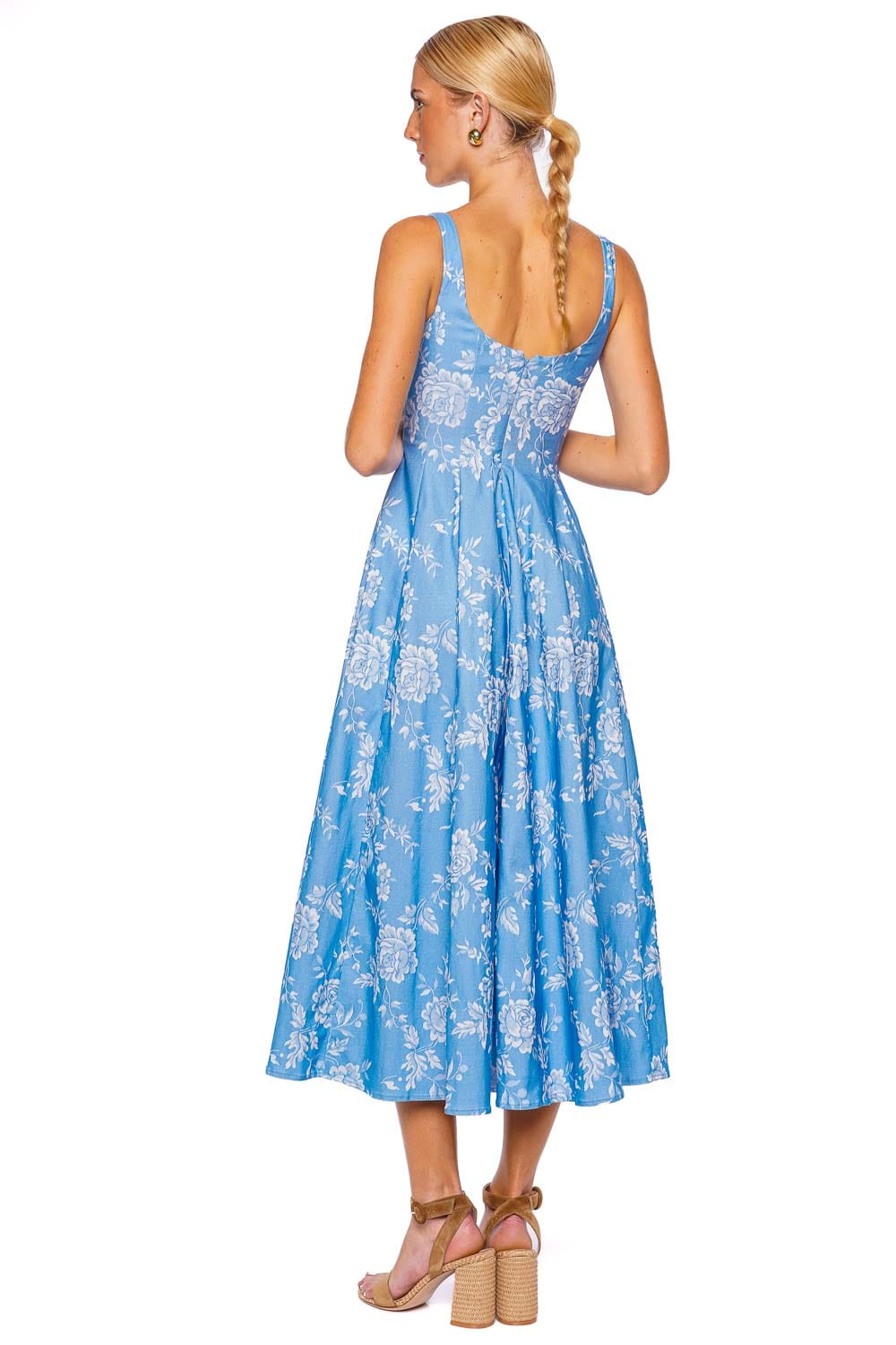 Staud Wells Blue Rose Midi Dress