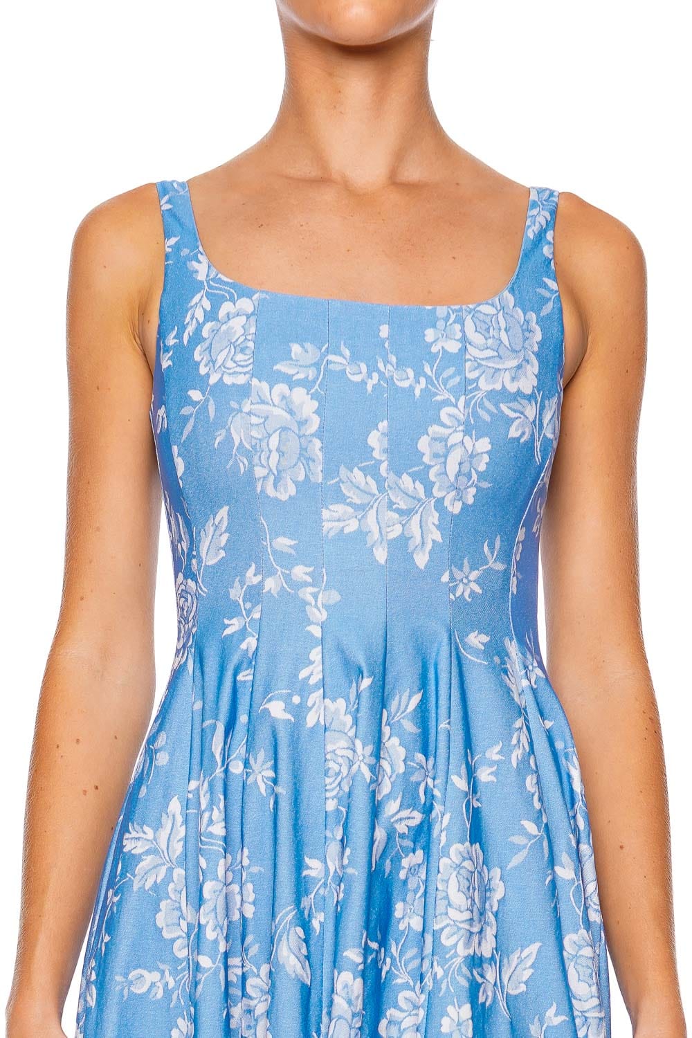 Staud Wells Blue Rose Midi Dress