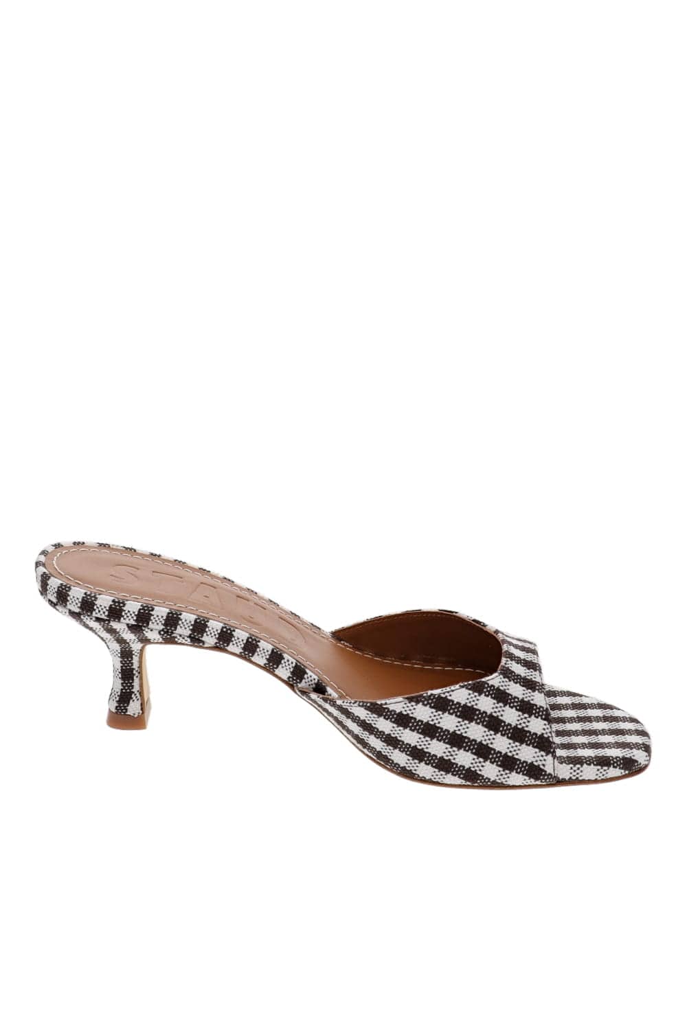 Staud BRIGITTE MULE F25R6001BC DARK CHOCOLATE MICRO CHECK