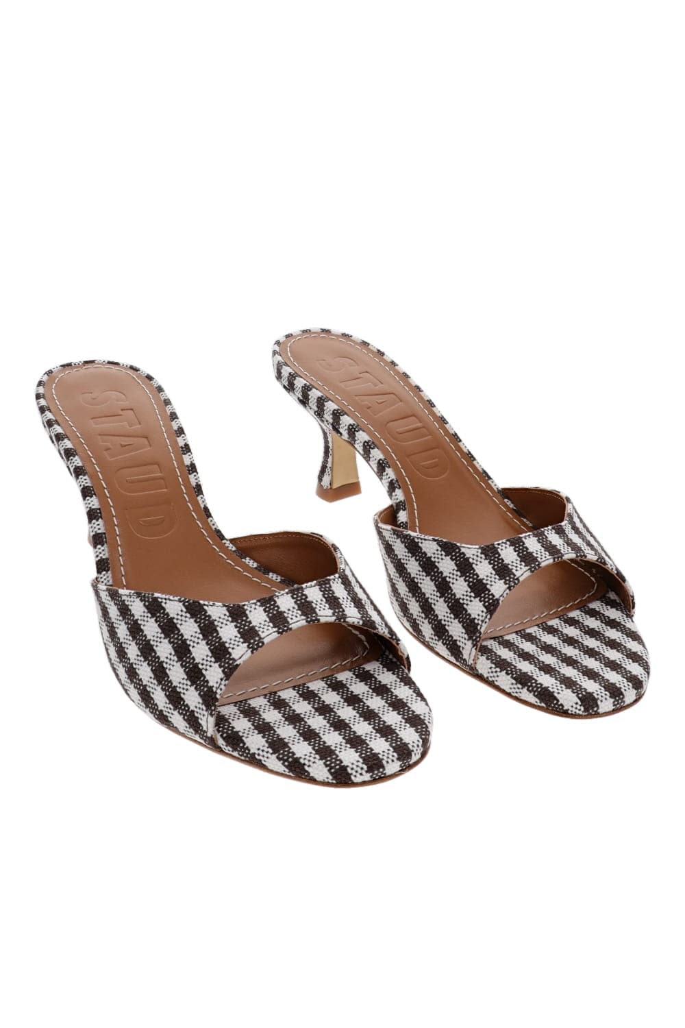 Staud BRIGITTE MULE F25R6001BC DARK CHOCOLATE MICRO CHECK