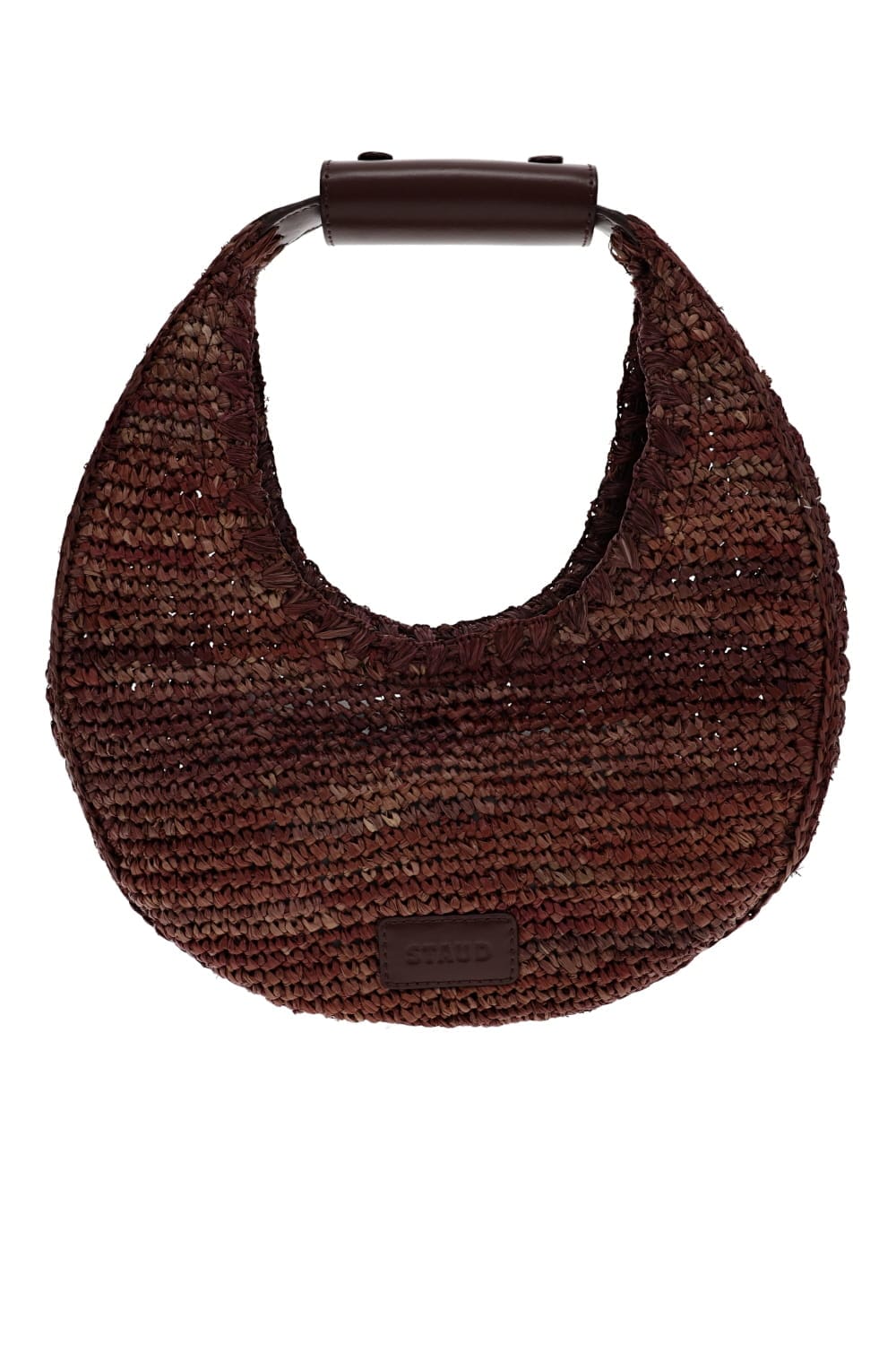 Staud Moon Mahogany Raffia Tote Bag