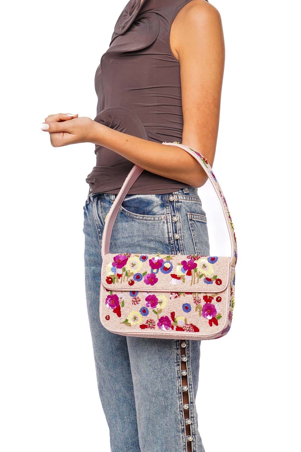 Staud Tommy Wildflowers Beaded Shoulder Bag